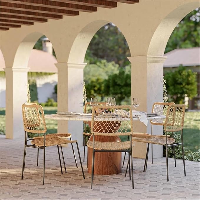 Pemberly Row Travertine Concrete Indoor/Outdoor 54" Round Dining Table