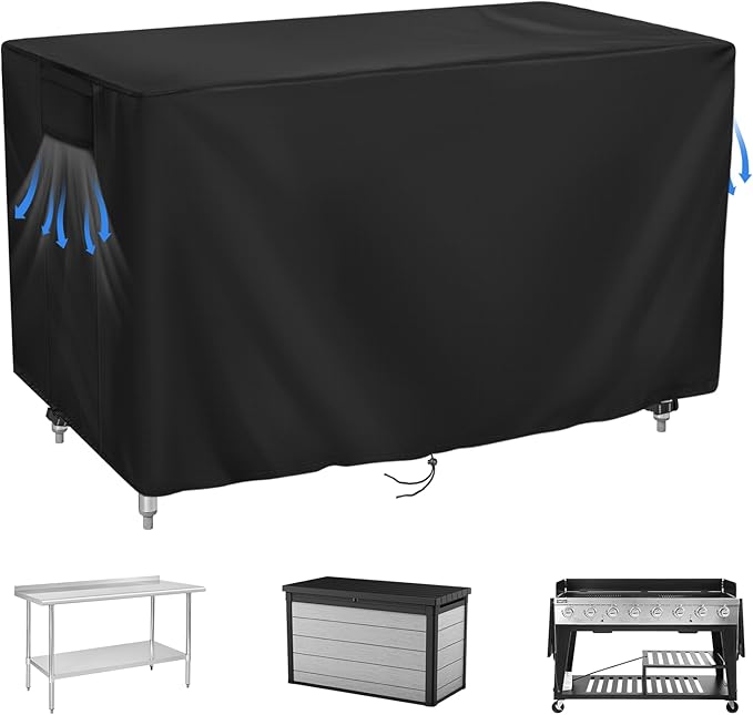 Outdoor Prep Table Cover 60 Inch, Waterproof Patio Stainless Steel Table Cover, Workbench Covers Waterproof, Picnic BBQ Grill Cart Covers (Black) (Black, 60''L x 30''W x 34''H)