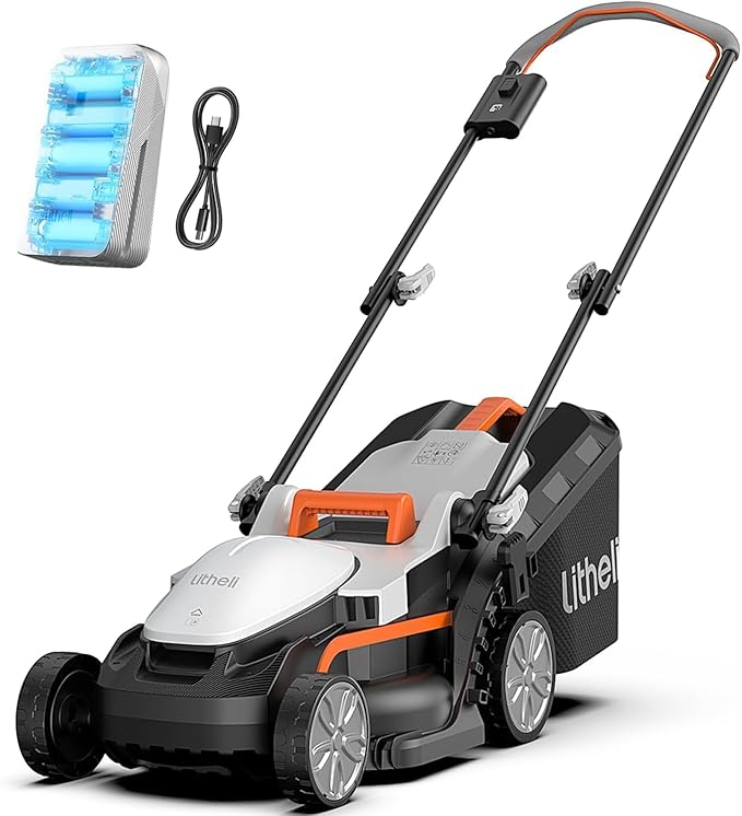 Litheli Cordless Lawn Mower 13 Inch, U20 Handy+ 20V Electric Lawn Mowers for Garden, Yard and Farm, 5 Heights Adjustment, Light Weight, 4.0Ah Portable Battery Included