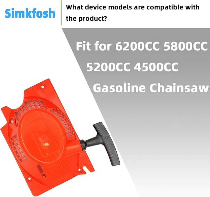 Double Spring Recoil Easy Recoil Pull Starter Assembly Replacement Parts Fit for 45cc 52cc 58cc Gasoline Chainsaw for Chainsaw 4500 5200 5800