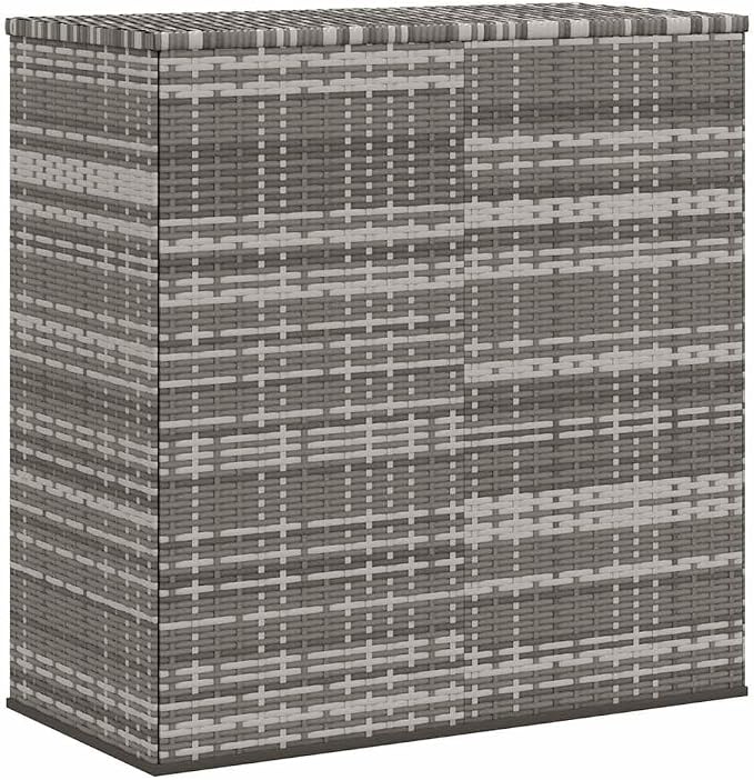 Grey Outdoor Cushion Storage Box with Gas Lift, Large Capacity Storage for Cushions and Pillows, Water-Resistant PE Rattan Box, 39.4x19.3x40.7 Inches