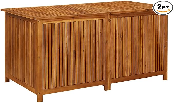 Solid Acacia Wood Patio Storage Box 59.1"x31.5"x29.5" with Gas-Lift Lid, Waterproof Zippered Bag, Outdoor Storage Box for Cushions and Garden Tools