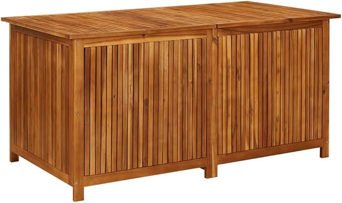 Solid Acacia Wood Outdoor Storage Box 59.1"x31.5"x29.5" Patio Furniture Storage Bench with Water-Resistant Bag & Gas-Lift Lid for Deck, Poolside, Garden, Backyard Organization