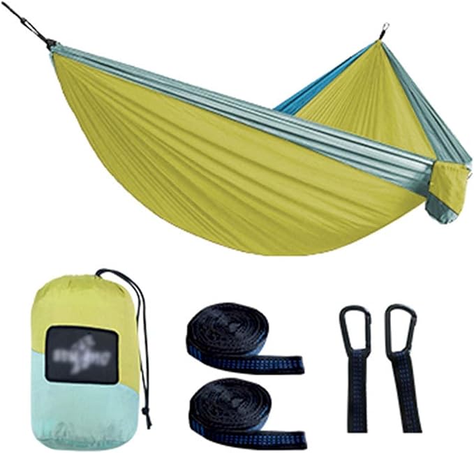 BNEI Camping Hammock - Portable Canvas Hammock, Breathable and Comfortable, with a Load Capacity of 300kg, Suitable for Outdoor, Patio, Terrace (Green)