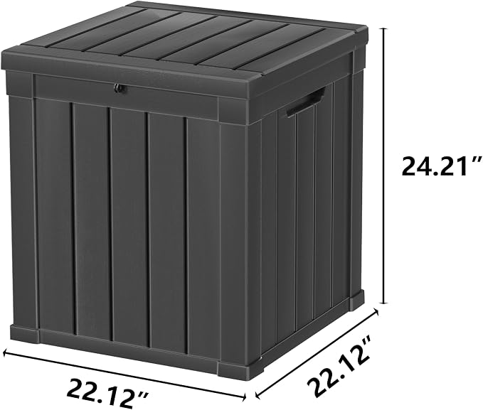 LAUSAINT HOME 50 Gallon Resin Deck Box, Package Delivery Box with Lockable Lid, Waterproof Outdoor Storage Box For Garden Tools, Patio Cushions(50 Gallon,Black)