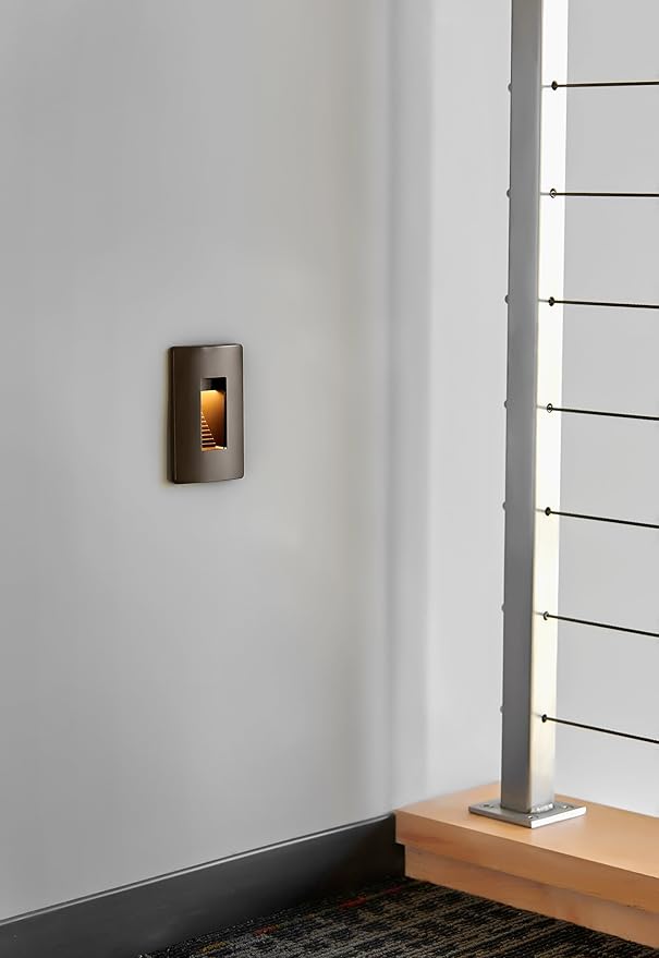 Hinkley Landscape Lighting Luna 58508BZ Horizontal 120v Step Light, Wet Rated, Integrated LED 2700K, Line Voltage, Dimmable, Interior/Exterior, Bronze