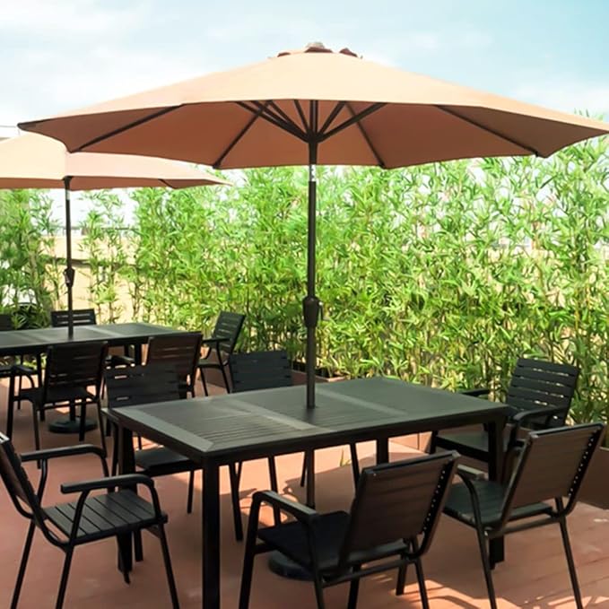 Prudiut 2 Inch Patio Table Umbrella Hole Ring and Cap Set, 2 Set Standard Umbrella Hole Ring Plug and Cap Set for Glass Outdoors Patio Garden Table Deck Yard (Black)