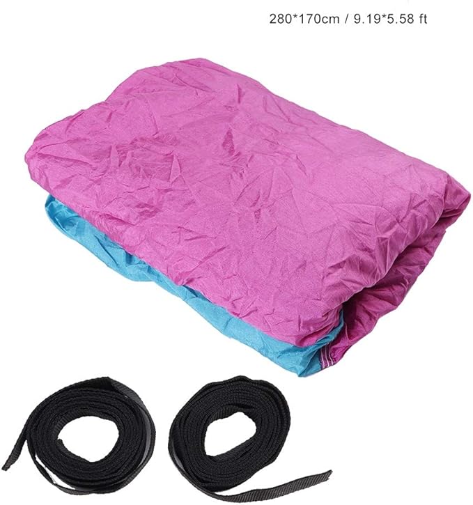 Portable Camping Travel Double Hammock Hanging Bed with Tree Strap, Lightweight Nylon Taffeta, Holds Up to 300kg, Installation, for Outdoor Relaxation (Sky Blue Powder)