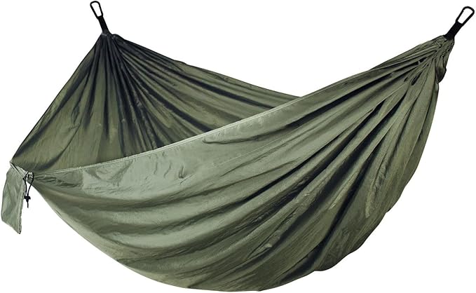 Portable Lightweight Outdoor Hammocks, Double Camping Hammock with Tree Straps, Nylon Parachute Hammock with Carabiners, for Hiking Camping Beach (Color : Green, Size : 270x140cm)