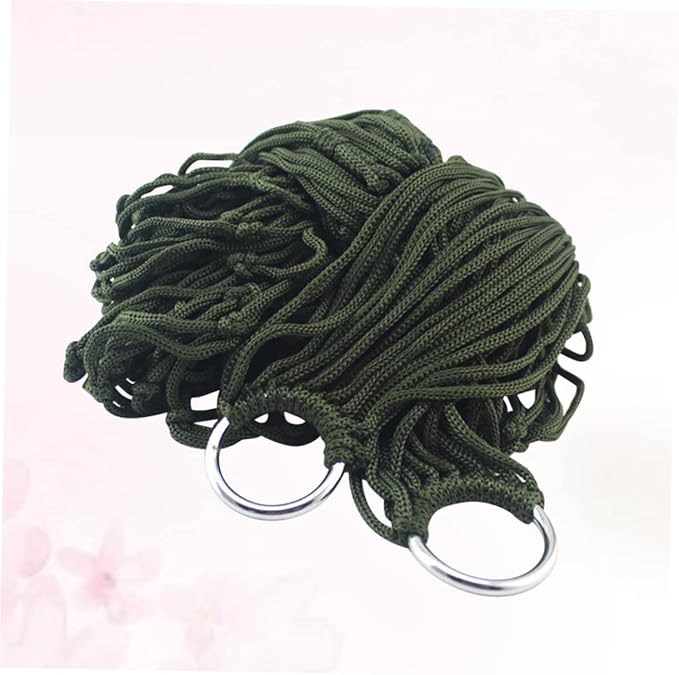 Outdoor Portable Nylon Hammock Mesh Swing Bed for Camping Hiking and Picnics Lightweight and Easy to Carry for Relaxation Green