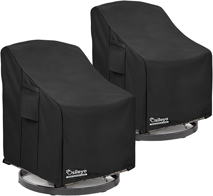 Patio Chair Covers 2 Pack,Swivel Lounge Chair Cover,Waterproof Heavy Duty Patio Furniture Covers for Outdoor Swivel Lounge Chair(30 W x 34 D x 38.5 H inches) Black