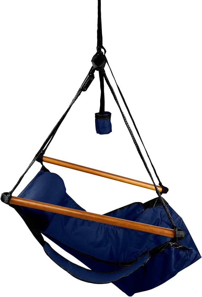 Hammaka Hanging Hammock Air Chair, Wooden Dowels, Blue