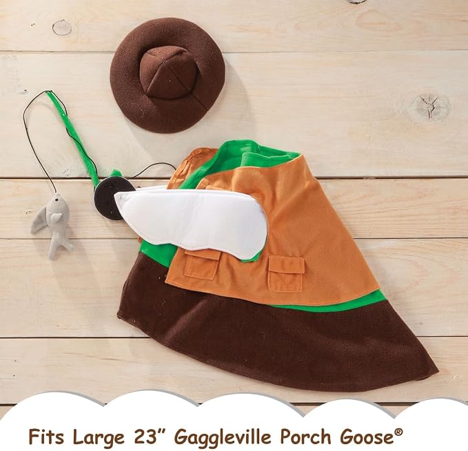 Gaggleville Fishing Goose Outfit, Fits Large 23" H Statue by Miles Kimball | Polyester
