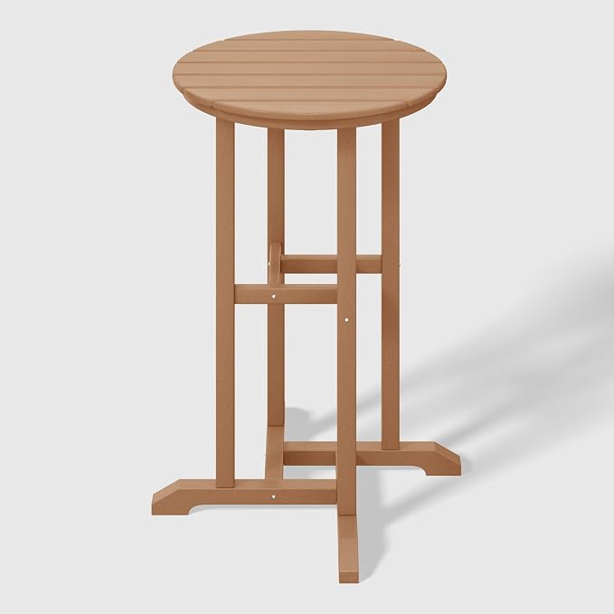 WestinTrends Malibu 37" Counter Height Round Outdoor Patio Bistro Bar Table, Teak