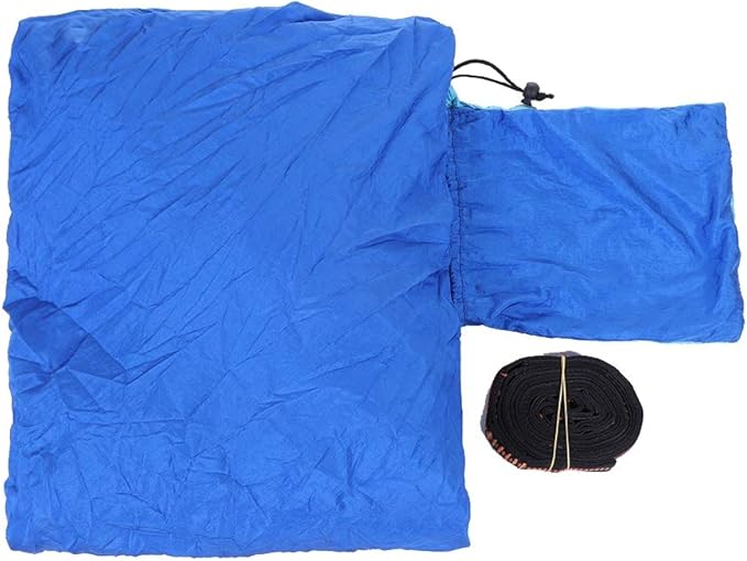 Portable Camping Travel Single Hammock, Lightweight Hanging Bed with Tree Straps and Metal Buckles, Durable Nylon Hammock for Outdoor Backpacking Hiking Beach (Matching Tree with Sky Blue and Blue)