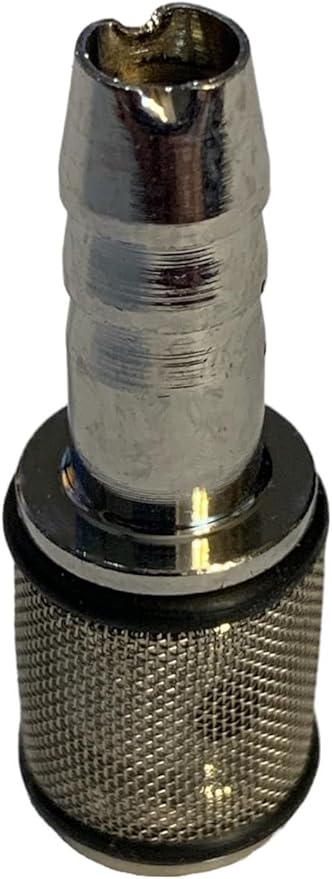 Pressure Washer Detergent Chemical Soap Hose Brass & Chrome Pickup Filter/Screen & Check Valve 1/4 OD Barb, with Internal Check Valve, 400 Micron