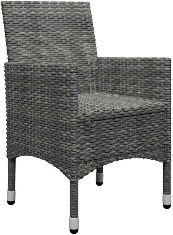 Afuera Living Outdoor Dining Set, Solid Acacia Wood Table and Powder-Coated Steel/PE Rattan Chairs, Gray Finish, 11-Piece Weather-Resistant Patio Furniture for Garden, Terrace, or Balcony, Seats 10