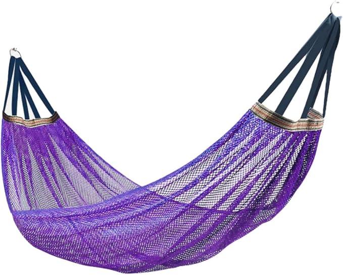 Portable Rayon Rope Hammock Multi-Purpose Outdoor Camping Mesh Breathable Portable Sturdy Hammock Comfortable(Purple)