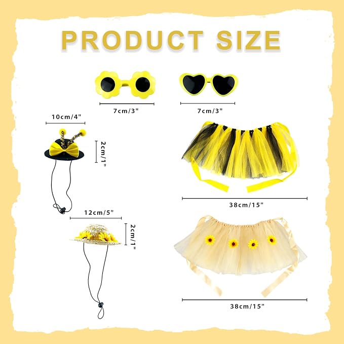 Funny 2Sets Spring Bee&Sunflower Porch Goose Outfits Dresses Clothes for 17"/23" High Cement or Plastic Porch Goose Clothes with Sunglasses for Yard Lawn Outdoor Garden Patio Statue Holiday Decor.