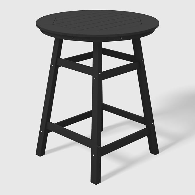 WestinTrends Outdoor 35" HDPE Round Patio Counter Height Bar Table, Black