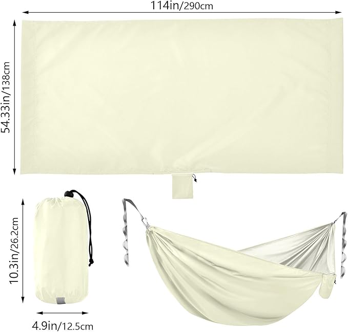Light Yellow Solid Color Pure Plain 330lb Capacity Camping Hammock with Portabl Carry Bag Swing Hammock for Patio Backyard Lounge Base hamacas para adultos con soporte