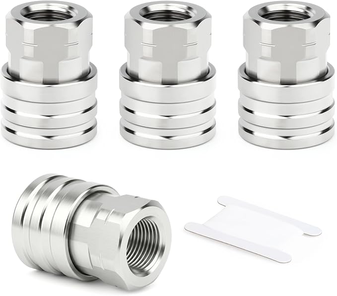 TAISHER 4PCS 304 Stainless Steel 1/4" Female NPT High Pressure Washer Quick Connect Coupler for Pressure Washing Gun Hose Accessories