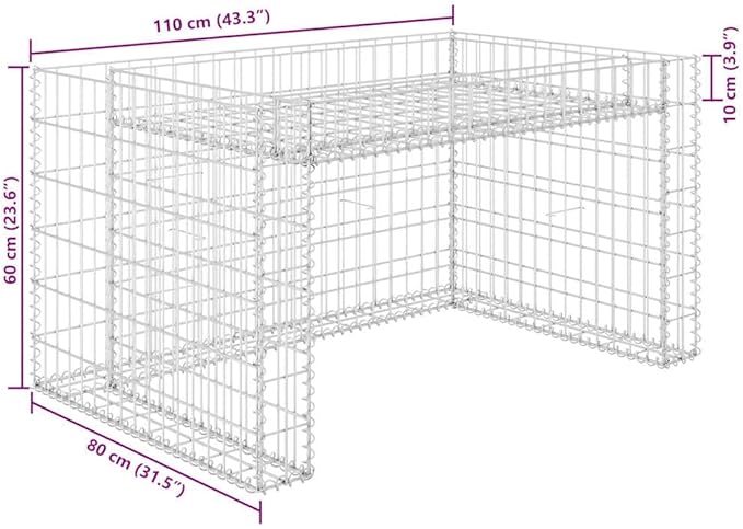 Lawn Mower Garage with Raised Bed, Robotic Mower Shelter for Garden, Outdoor Steel Wire Storage Shed, 43.3 x 31.5 x 23.6 Inches, Silver