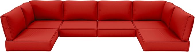 Outdoor Furniture Replacement Cushions, 5" Foam Foam High-Density, Fits 6-seat Sectional Rattan Conversation Set, 14 Piece Patio Water-Resistant Replacement Sofa Cushions, Liner&Cover
