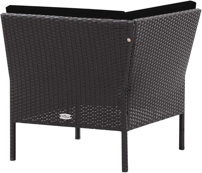 Patio Lounge Set with Cushions,Outdoor Furniture,Outdoor Furniture Sets,Patio Conversation Sets,for Garden,Deck,Backyard,6 Piece Poly Rattan Black