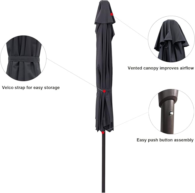 C-Hopetree 9 ft Half Round Outdoor Patio Market Wall Umbrella with Tilt, Anthracite