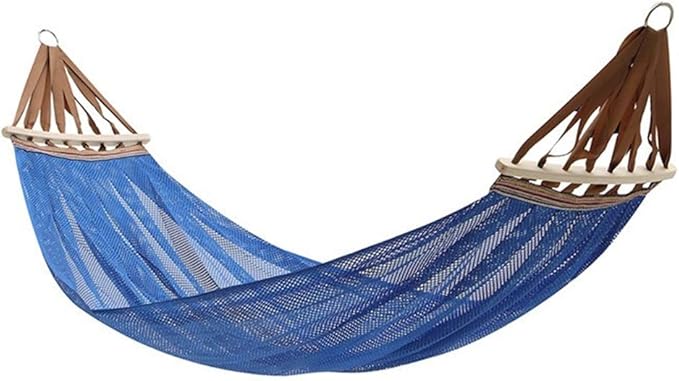 Camping Hammock, Hammock Thickened and Widened Double Hammock Anti-Rollover with Wooden Stick Ice Silk Gauze Breathable Camping Portable Outdoor Leisure Equipment(Blue)