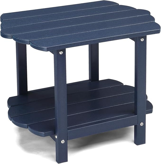 HDPE Adirondack Weather Resistant Square Side Table for Patio, Backyard, Pool, Indoor, Beach Use, Easy Maintenance (Square, Blue)