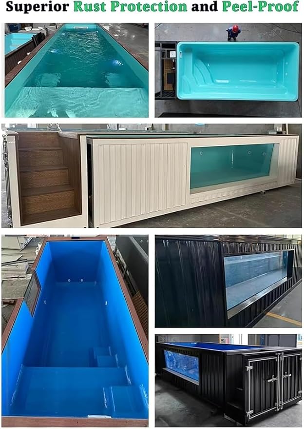 Heavy-Duty Shipping Container Swimming Pool, 20/40FT Above Ground Prefab Swimming Pool, Robust Outdoor Pool with Filter Integrated Steps for Backyard Patio Garden Adults Family Leisure Vacation Use