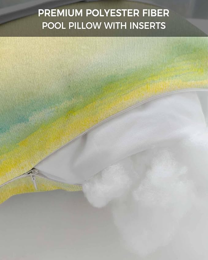 Outdoor Pillows Covers with Inserts Abstract Meadow Oil Painting Style Green Waterproof Recliner Pillow with Adjustable Strap Throw Pillows for Patio Furniture Pool Lounge Chair, 11x16 inch, 1PCS