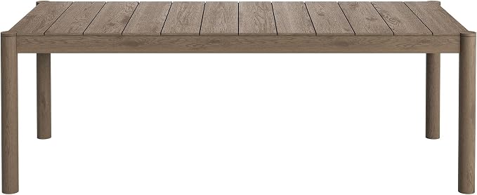 Modway Eleni 89-Inch Outdoor Teak Wood Dining Table in Weathered Gray – Rectangular Patio Dining Table with Slatted Top for Patios, Decks, Or Gardens