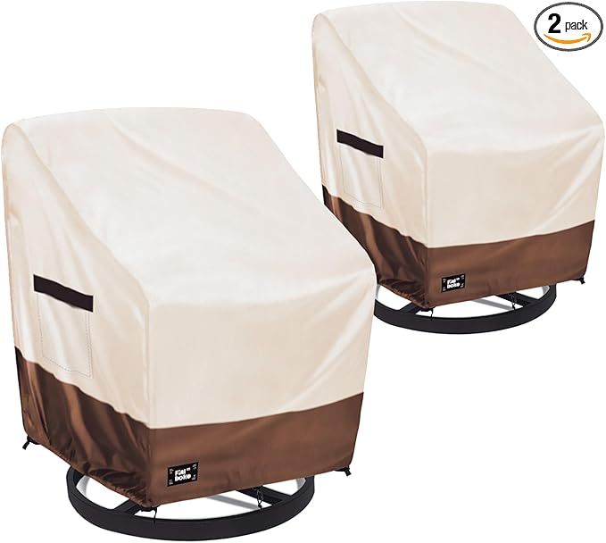 Outdoor Chair Covers 2 Pack, (35"W x 37"D x 38"H )100% Waterproof Heavy Duty Patio Furniture Covers ,Outdoor Furniture Covers Waterproof for Patio Chair Covers,Beige&brown
