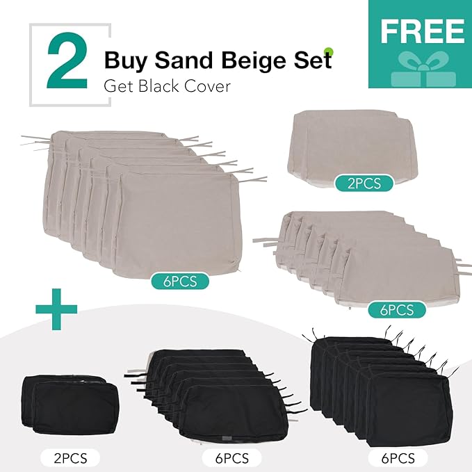 Patiorama 8 Piece Wicker Patio Furniture Set with 45” Fire Pit Table, Metal-Colored PE Rattan Outdoor Sectional Sofa, 50000 BTU Propane Fire Pit w/Wind Guard,Cover,Water Resistant Cushion-Black