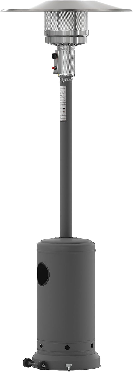 Flash Furniture Sol Patio Outdoor Heating-Slate Gray Stainless Steel 40,000 BTU Propane Heater with Wheels for Commercial & Residential Use-7.5 Feet Tall, 90" High