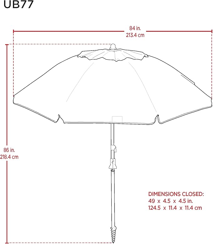 Tommy Bahama ANCHORX Adjustable Beach Umbrella Base System with Sand Anchor and Carrying Bag, SPF 50+ Protection Portable Outdoor Market Umbrella