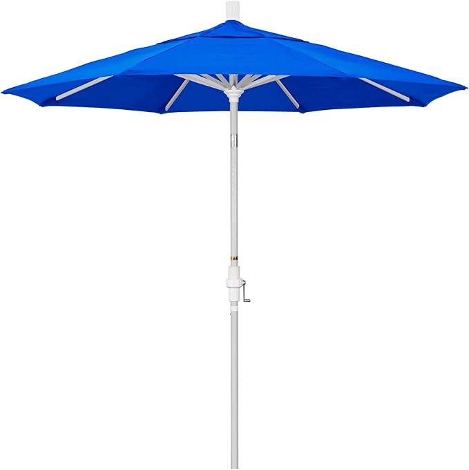 California Umbrella 7.5' Rd. Aluminum Patio Umbrella, Crank Lift, Collar Tilt, White