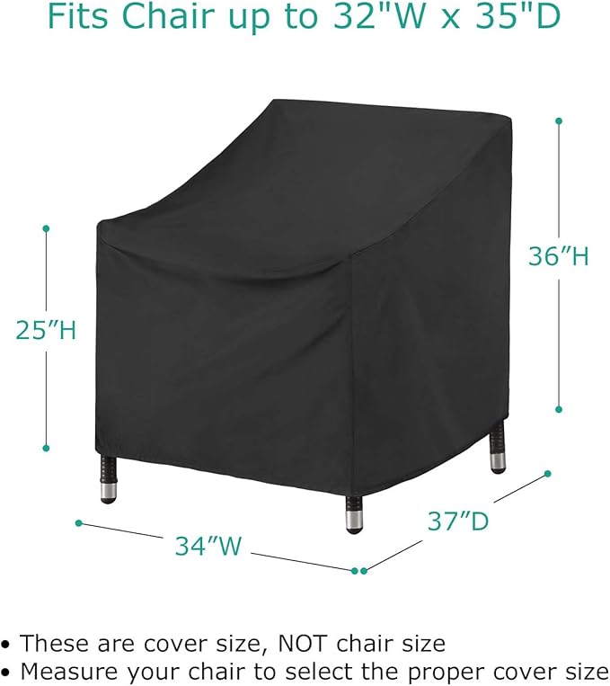 SunPatio 2 Pack Outdoor Chair Covers, Patio Furniture Covers Waterproof & FadeStop, Fits Adirondack, Swivel Rocking High Back Chairs, 34"W x 37"D x 36"H, Black