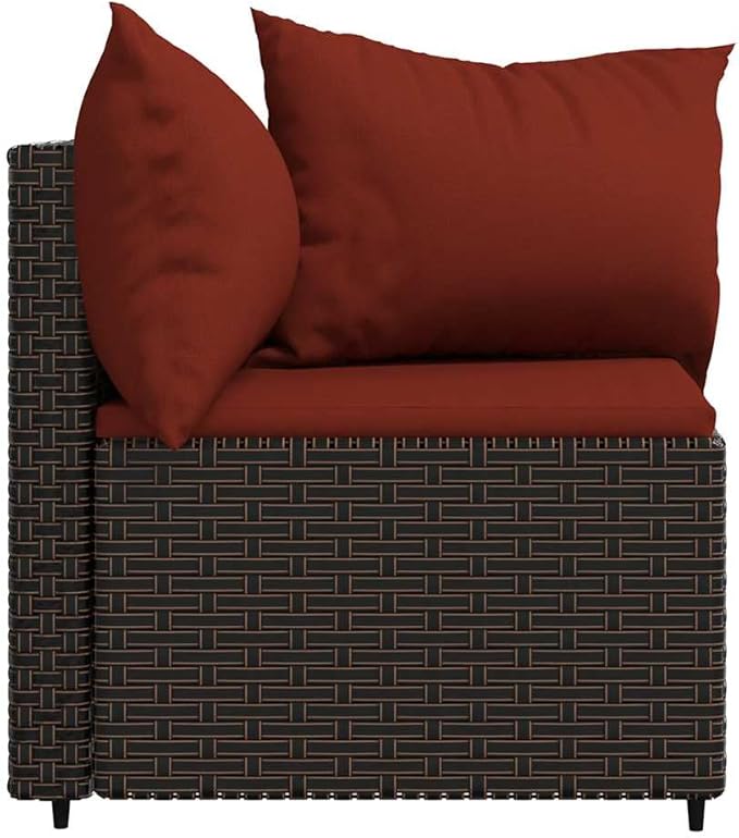 2-Piece Patio Sectional 24.8"x9.8"x22.6" PE Rattan Corner Couch Modular Steel Frame Loveseat for Garden Balcony