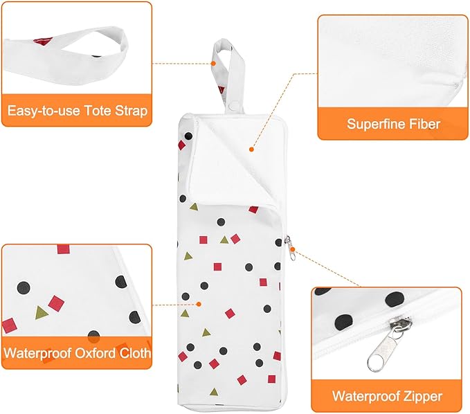 HARFINGTON 2pcs Wet Umbrellas Bag 4.9" x 13.4" Superfine Fiber Strong Water Absorption Umbrella Case Cover Portable Waterproof Case for Storage Travel Home Outdoor, White
