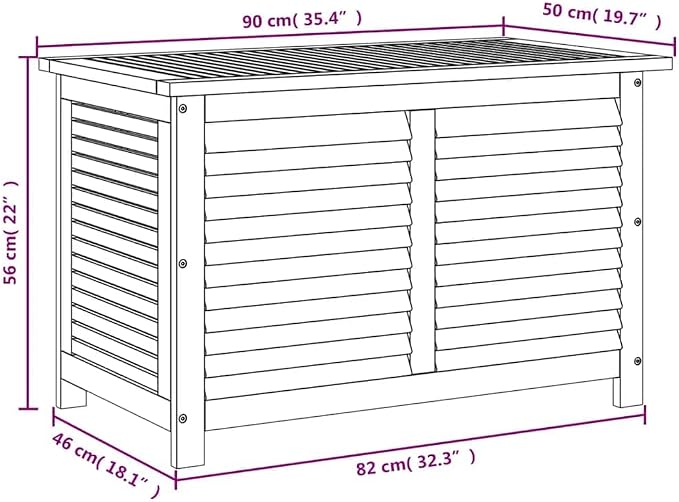 vidaXL Garden Storage Box with Louver, Outdoor Cushion Storage Box with Lid, Patio Furniture, Toy Chest, Storage Trunk, Solid Wood Acacia