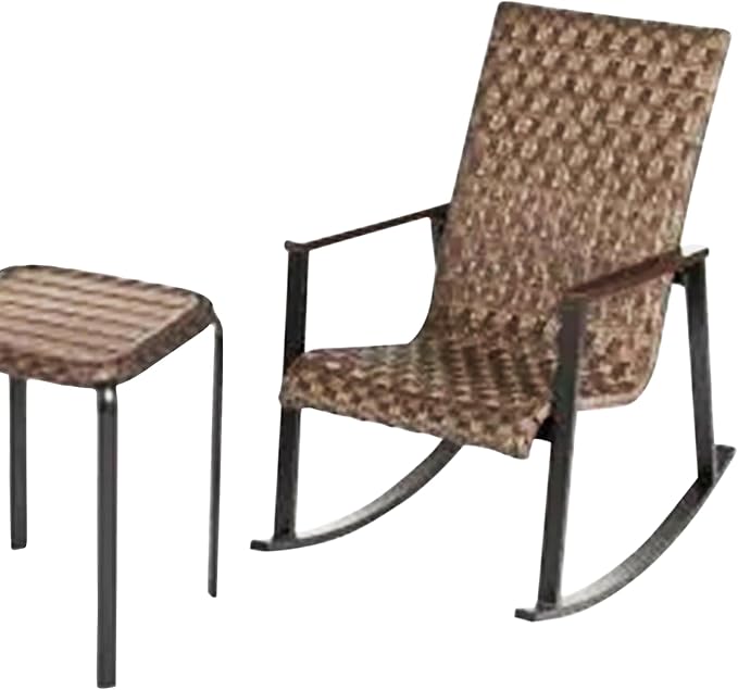 Four Seasons Courtyard Bayside 3 Piece Woven Wicker Patio Furniture Outdoor Seating Conversation Set with 2 Patio Chairs and Table, Brown