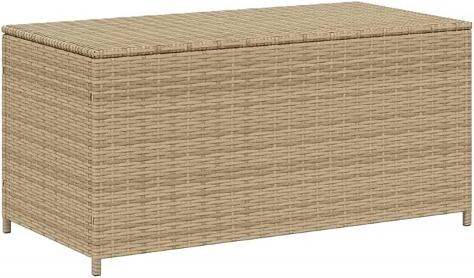 vidaXL Garden Storage Box, Outdoor Cushion Storage Box with Lid, Patio Furniture, Toy Chest, Modern Style, Mix Beige 50.2 Gal Poly Rattan