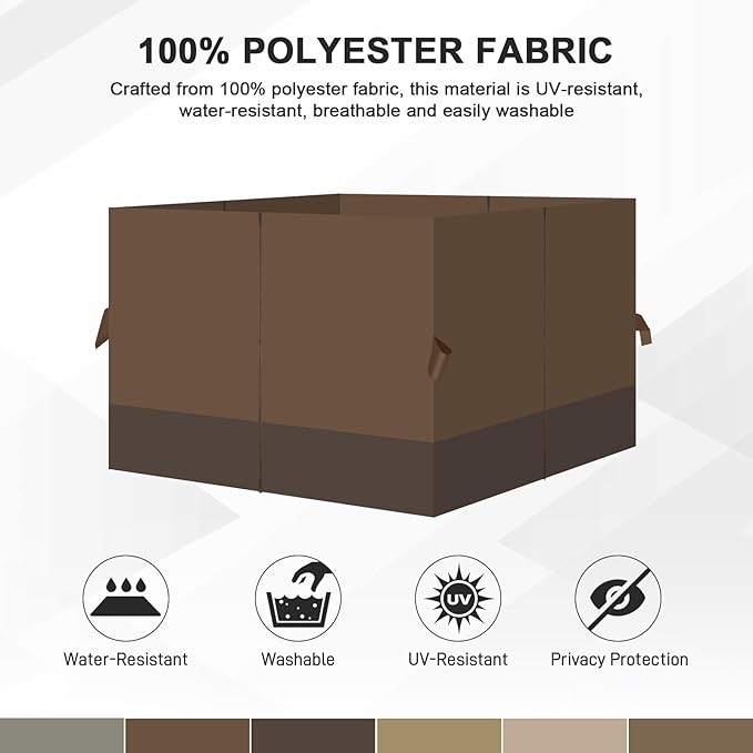 Aoodor 12x16 ft Outdoor Gazebo Curtains, 4 Panels Waterproof Privacy Sidewall Replacement with Zipper for Patio Pergola and Canopy, Brown and Coffee