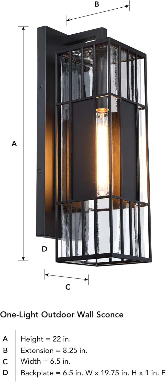 DESIGNERS FOUNTAIN D351M-22EW-BK Edgehill - 1 Light Outdoor Wall Mount-22 Inch Tall and 6.5 Inch Wide