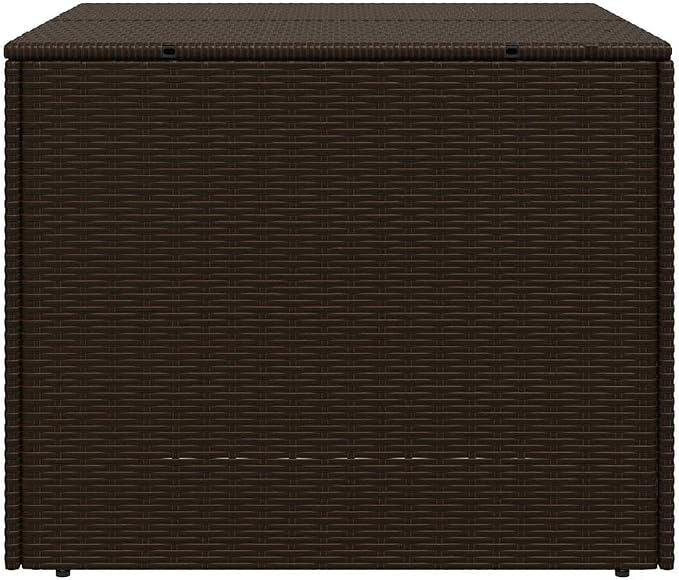 Brown Poly Rattan Garden Storage Box, 291L Patio Storage Box with Powder-Coated Steel Frame, Water Resistant Outdoor for Cushions and Blankets