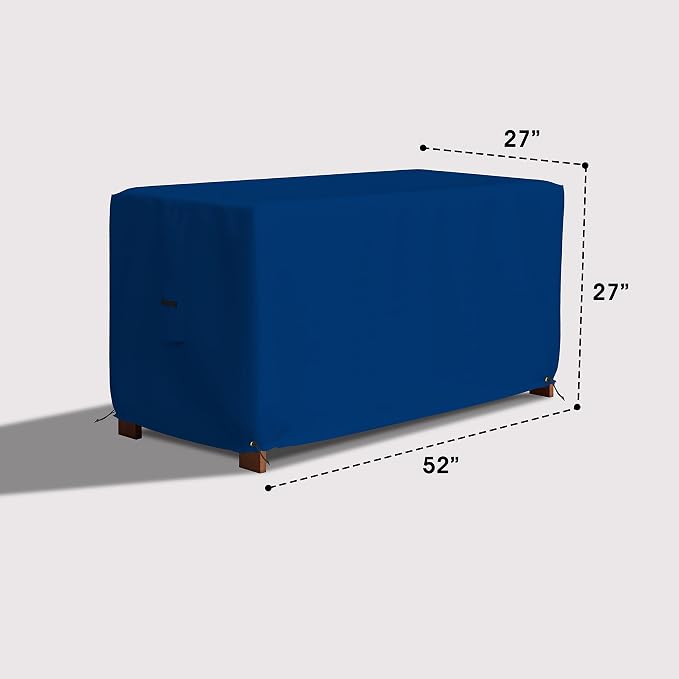 Covers & All Patio Deck Box Cover - Heavy Duty 18 Oz Waterproof Outdoor Yard Cushion Storage Box Protection 100% Weather Resistant with Air Pockets and Drawstring. (52" W X 27" D X 27" H, Blue)